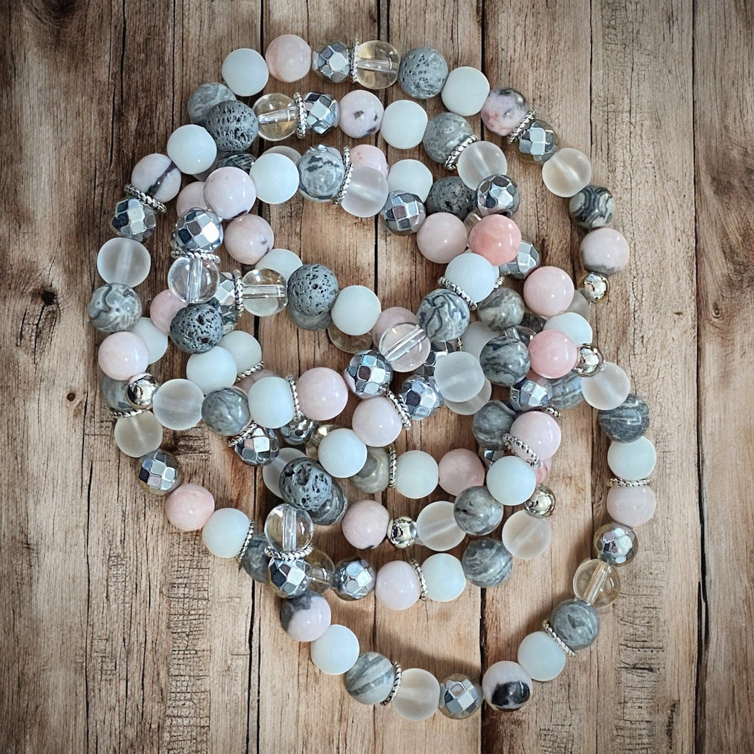 Pink & Grey Happy Bracelet