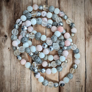 Pink & Grey Happy Bracelet