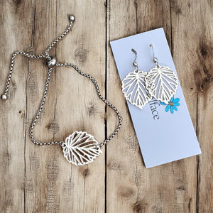 Leaf Bracelet & Earrings Set