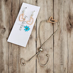 Open Heart Adjustable Bracelet & Earrings Set