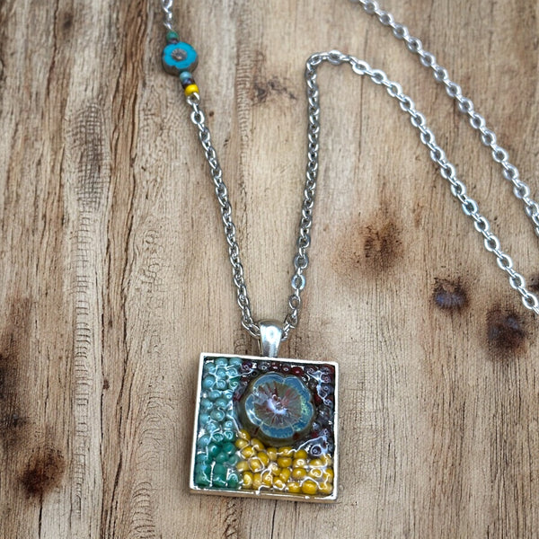 OOAK Mosaic Necklace - Square - M3608