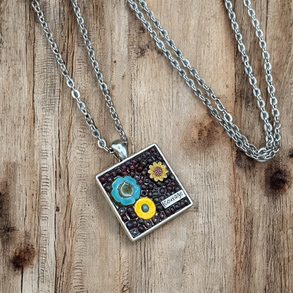 OOAK Mosaic Necklace - Square - M3604