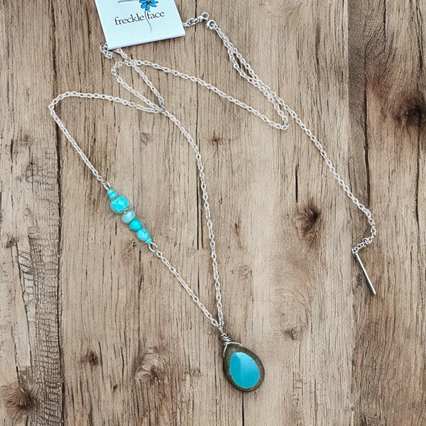 Teal Teardrop Adjustable Necklace