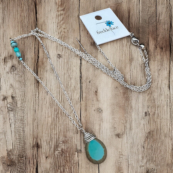 Teal Teardrop Adjustable Necklace