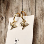 Tiny Hoop with Charm Earrings - Dragonflies