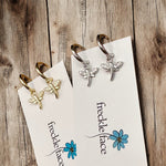 Tiny Hoop with Charm Earrings - Dragonflies