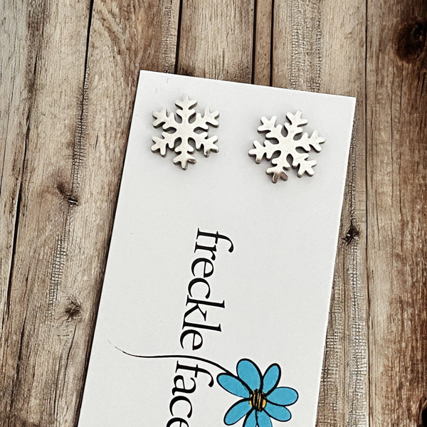 Stainless Steel Snowflake Stud Earrings