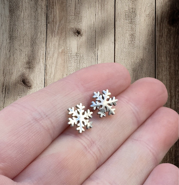 Stainless Steel Snowflake Stud Earrings