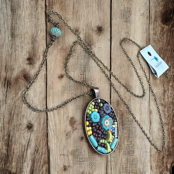 OOAK Mosaic Necklace - Oval - M3940