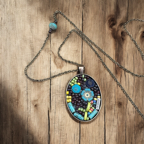OOAK Mosaic Necklace - Oval - M3940
