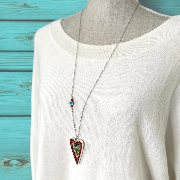 OOAK Mosaic Necklace - Large Heart - M4403