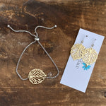 Leaf bracelet & earrings set