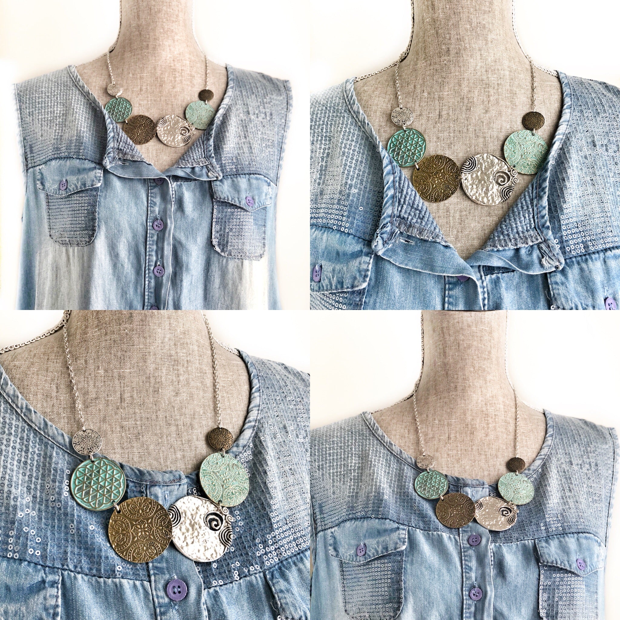Bold Medallion Bib Necklace