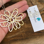 Double Flower Necklace & Earring Set