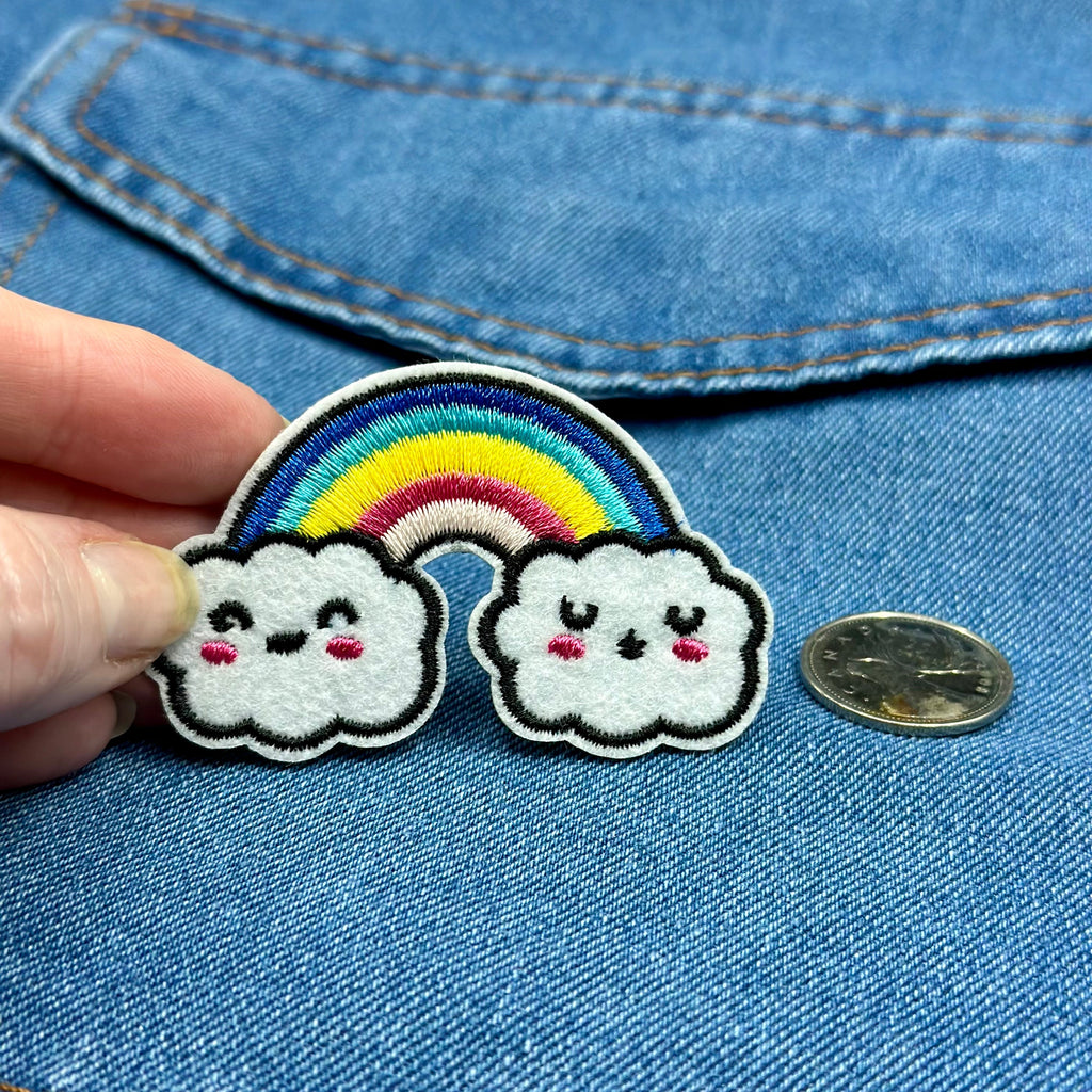 Iron On Patches - Rainbow with Happy Faces
