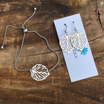 Leaf bracelet & earrings set