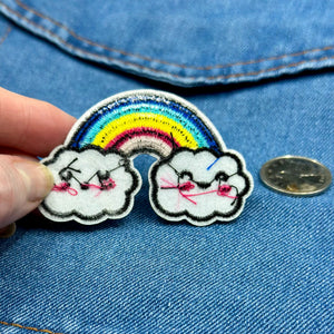 Iron On Patches - Rainbow with Happy Faces