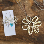 Double Flower Necklace & Earring Set