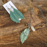 Patina Leaf Necklace & Earring Set