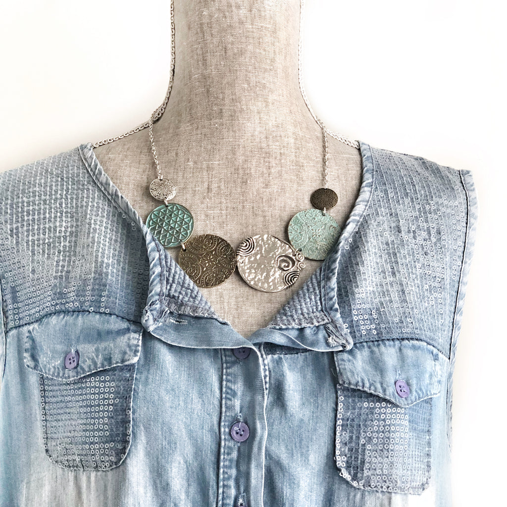 Bold Medallion Bib Necklace