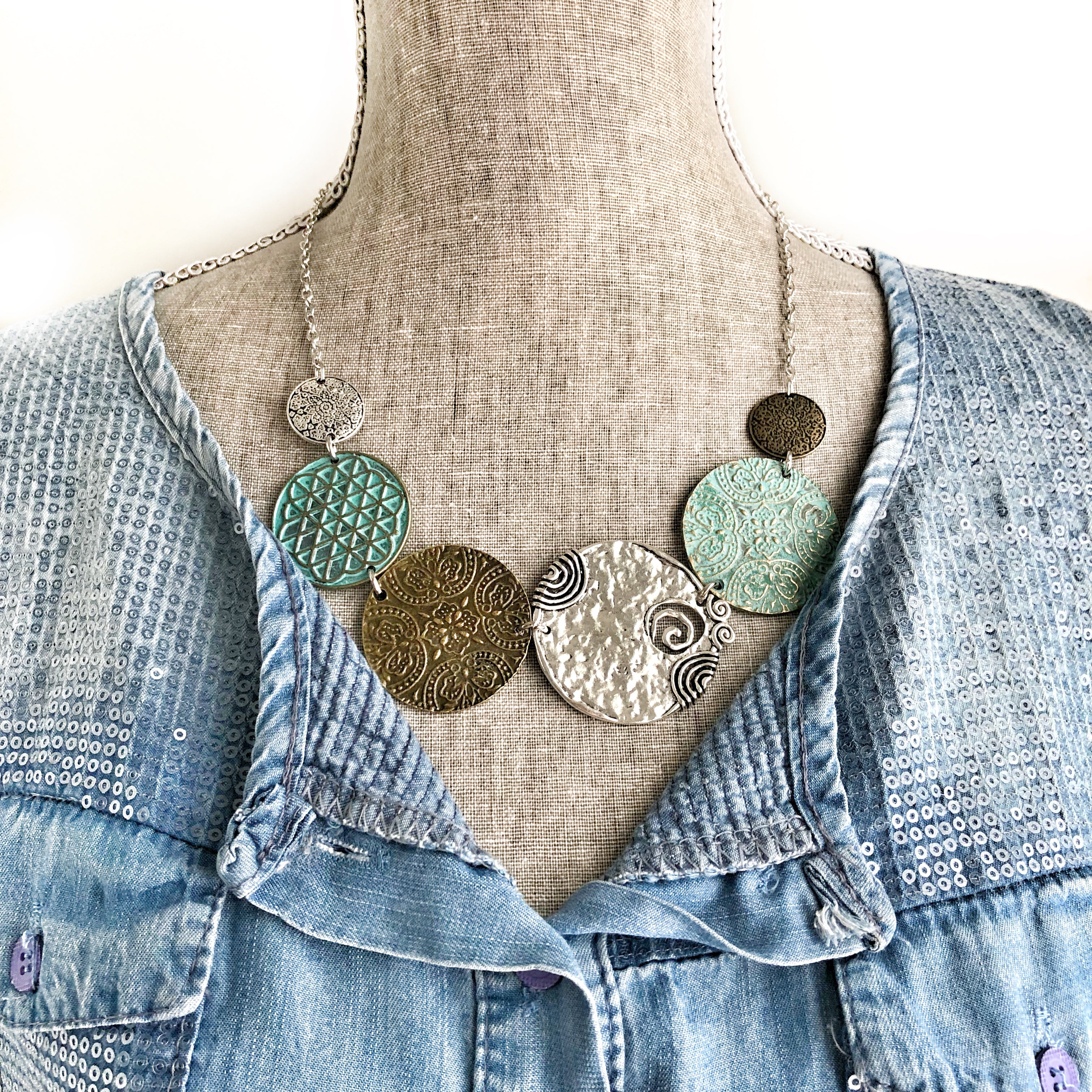 Bold Medallion Bib Necklace