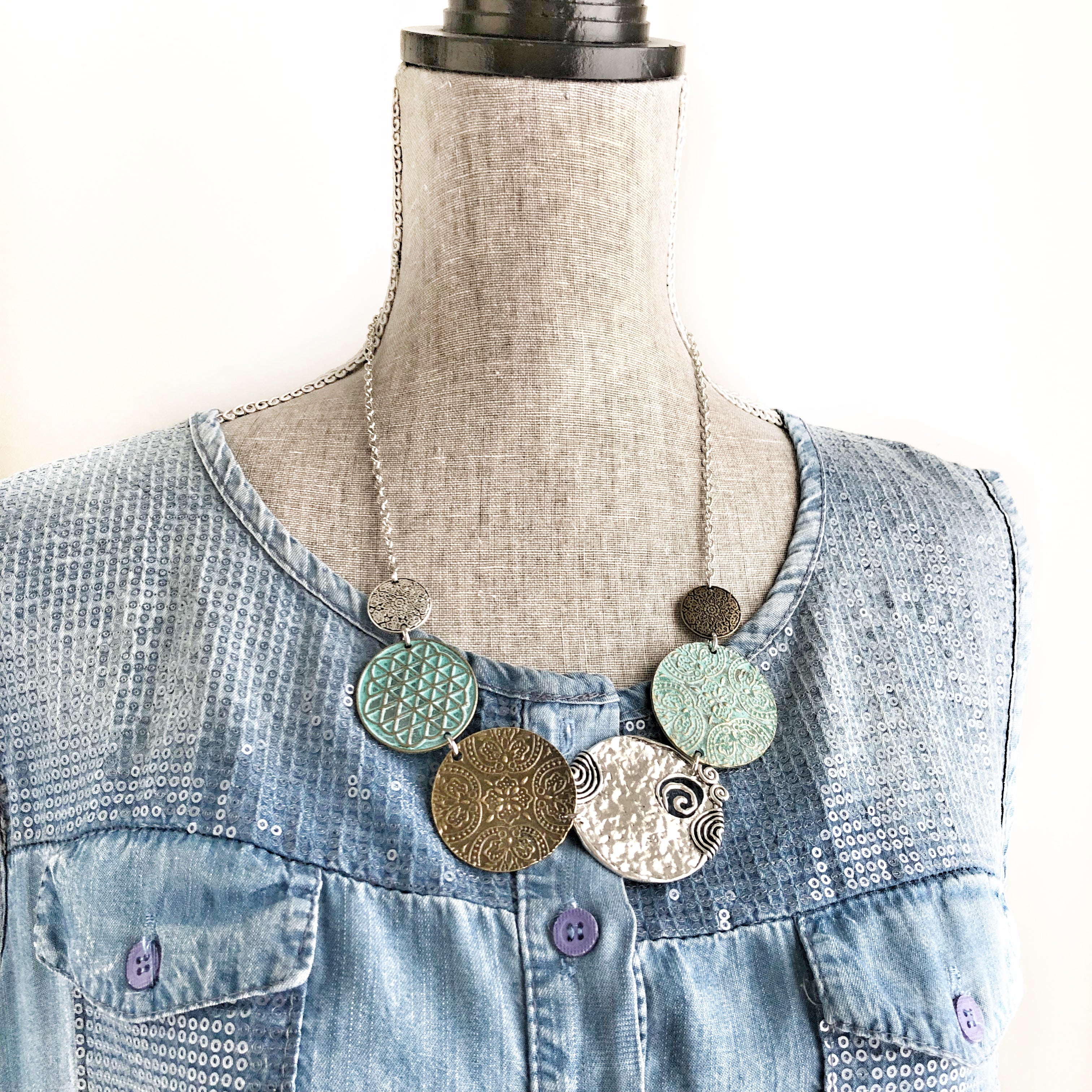 Bold Medallion Bib Necklace