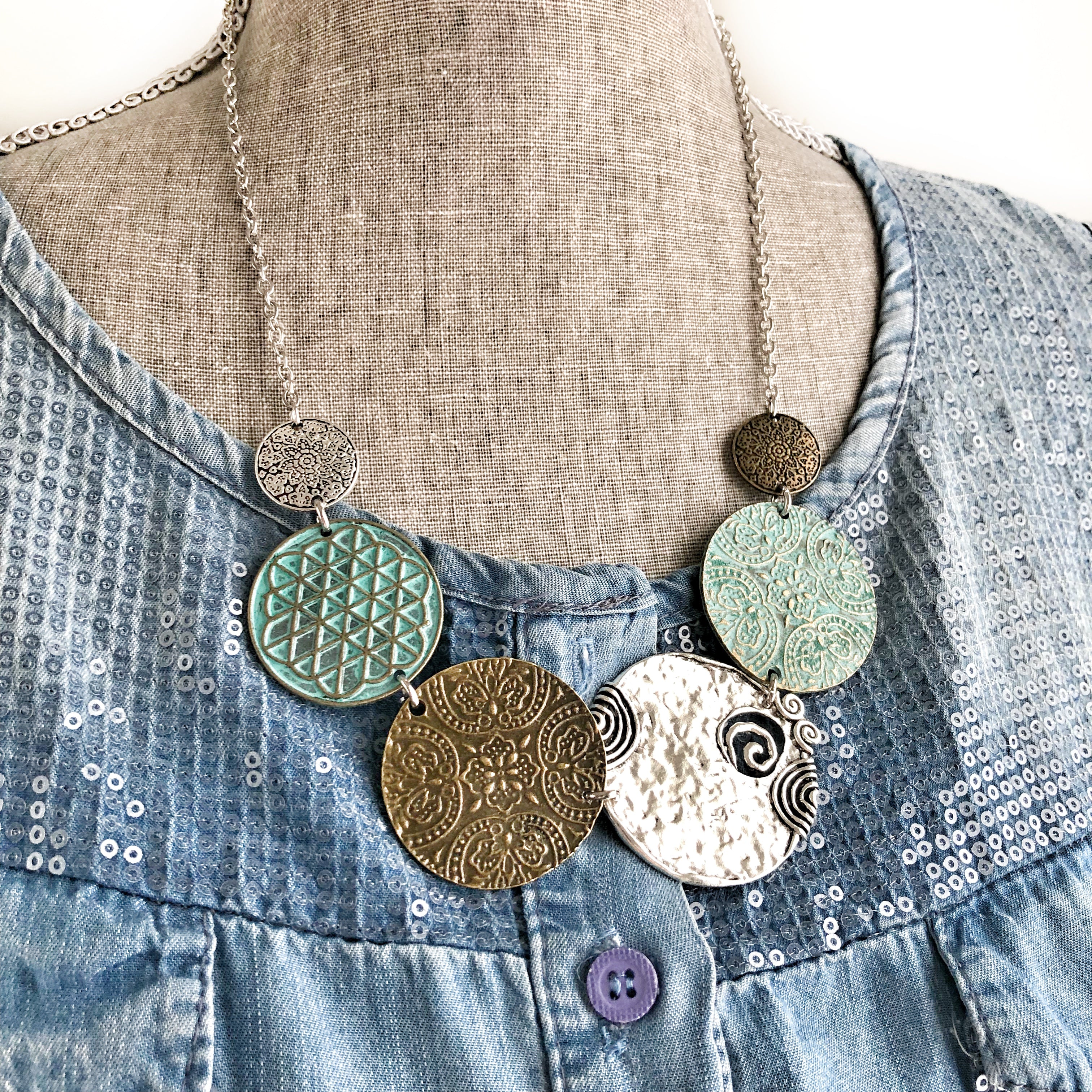 Bold Medallion Bib Necklace