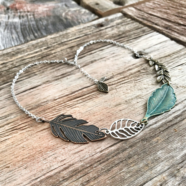 Patina Leaf Bib Necklace
