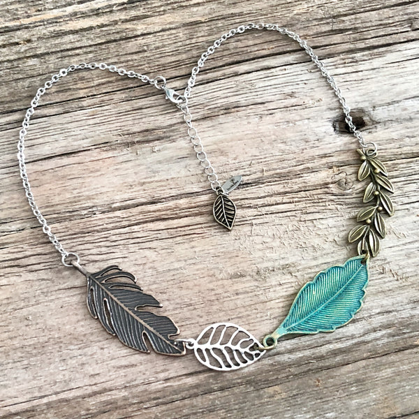 Patina Leaf Bib Necklace