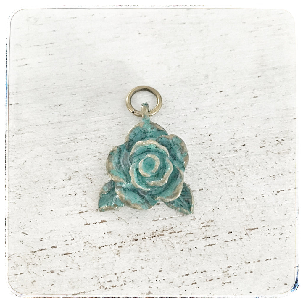 Small Patina Flower - Charm