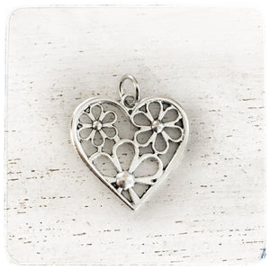 Heart with Flowers - Charm