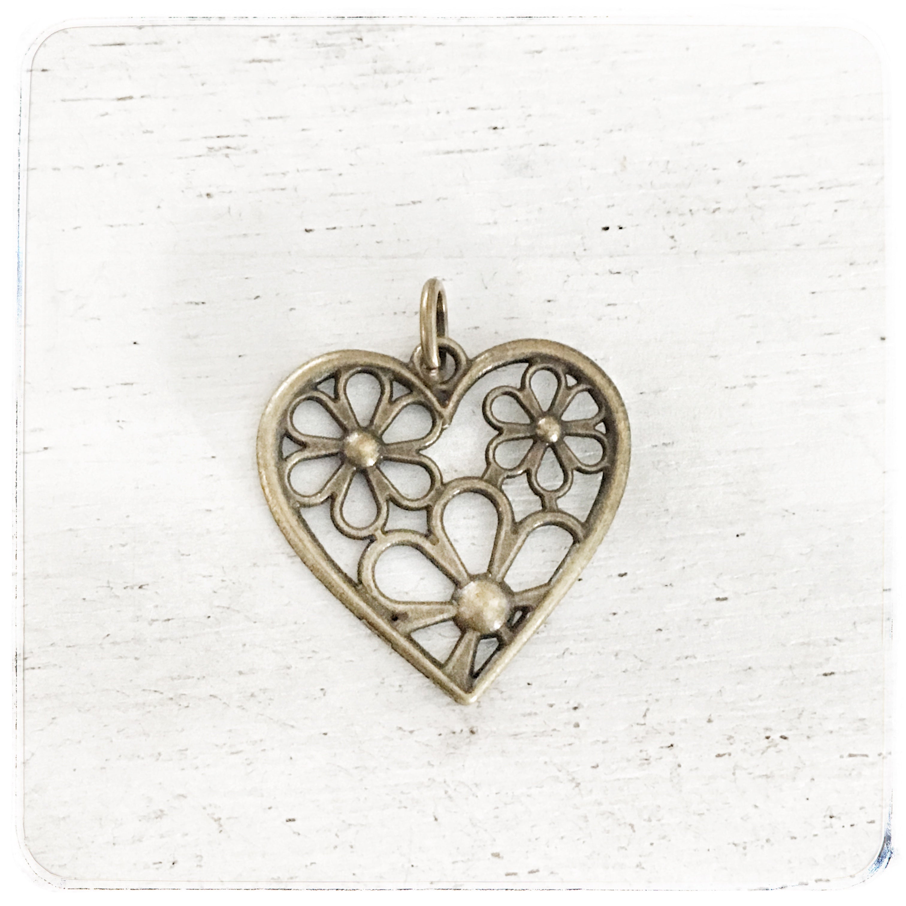 Heart with Flowers - Charm