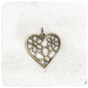 Heart with Flowers - Charm