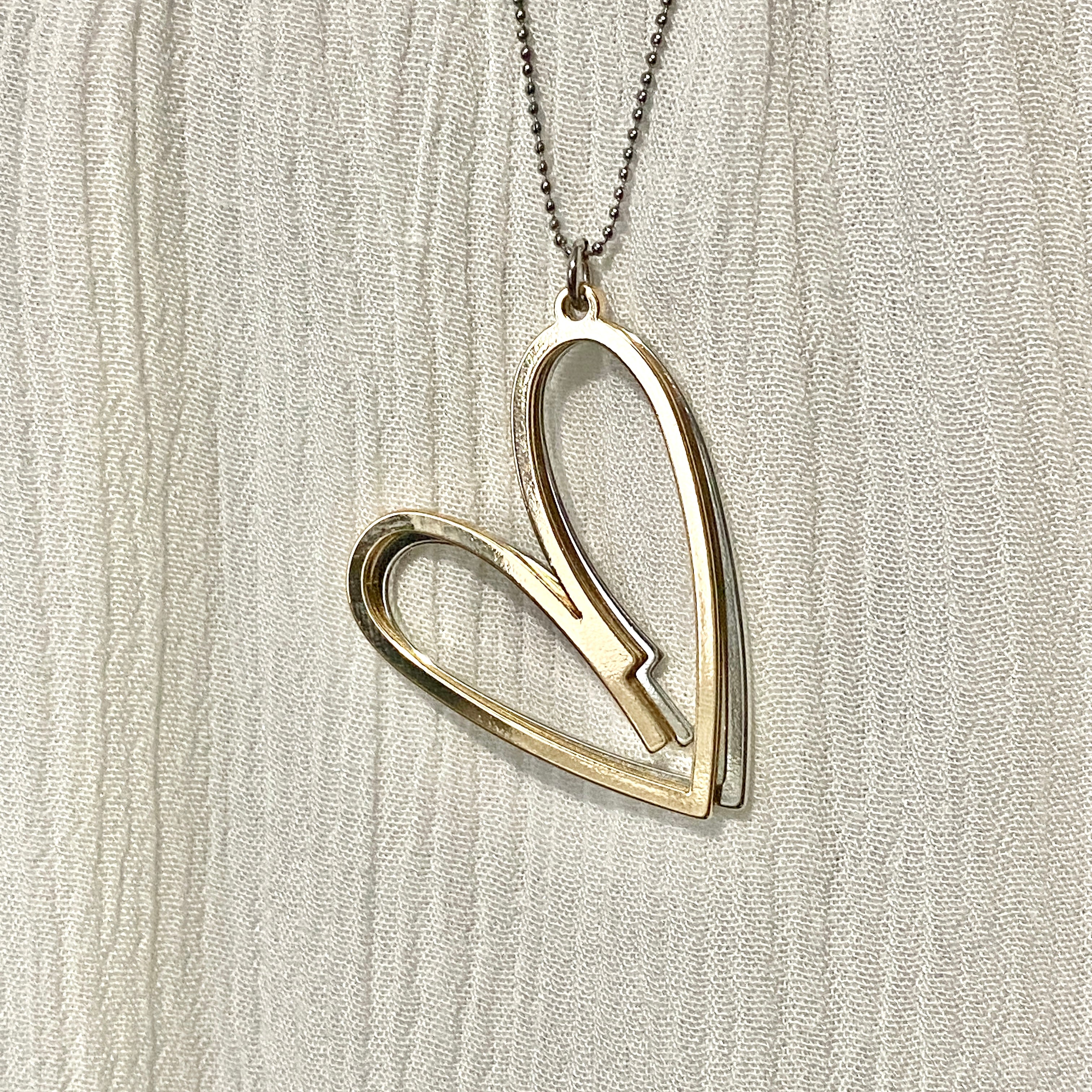 Simple Double Heart Long Necklace