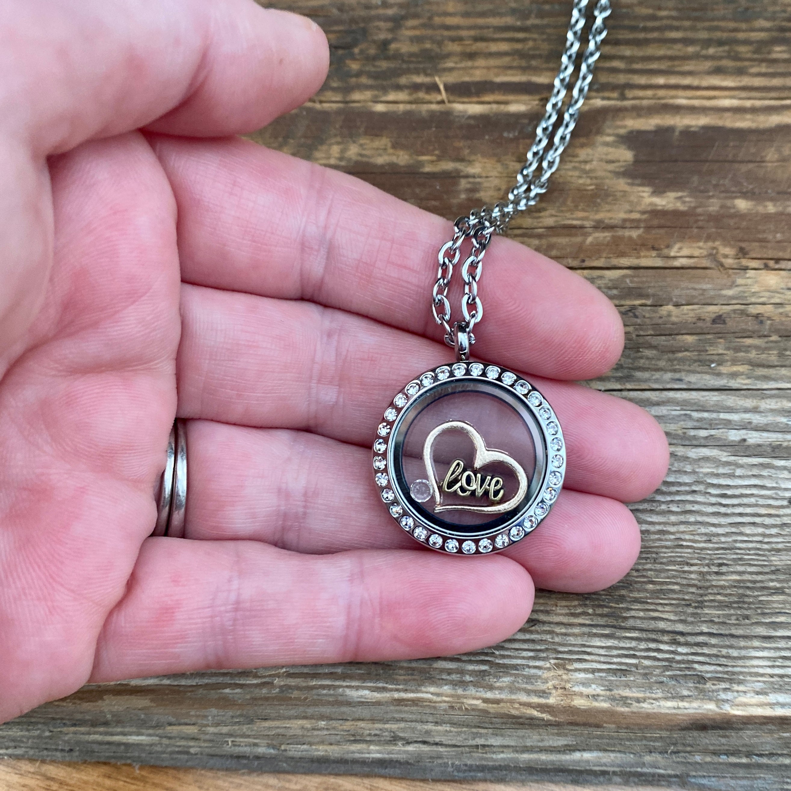 Glass Locket Love Necklace