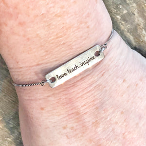 Teach inspire love adjustable bracelet