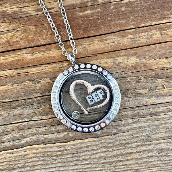 Glass Locket BFF Heart Necklace