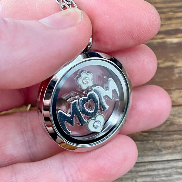 Glass Locket Mom Necklace