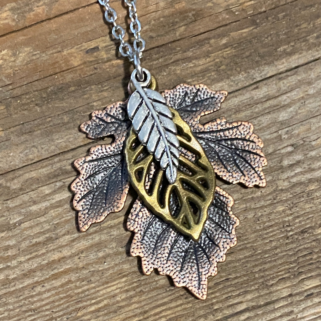 Mixed Metal Maple Leaf Necklace