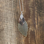 Mixed Metal Antique Brass Feather Necklace