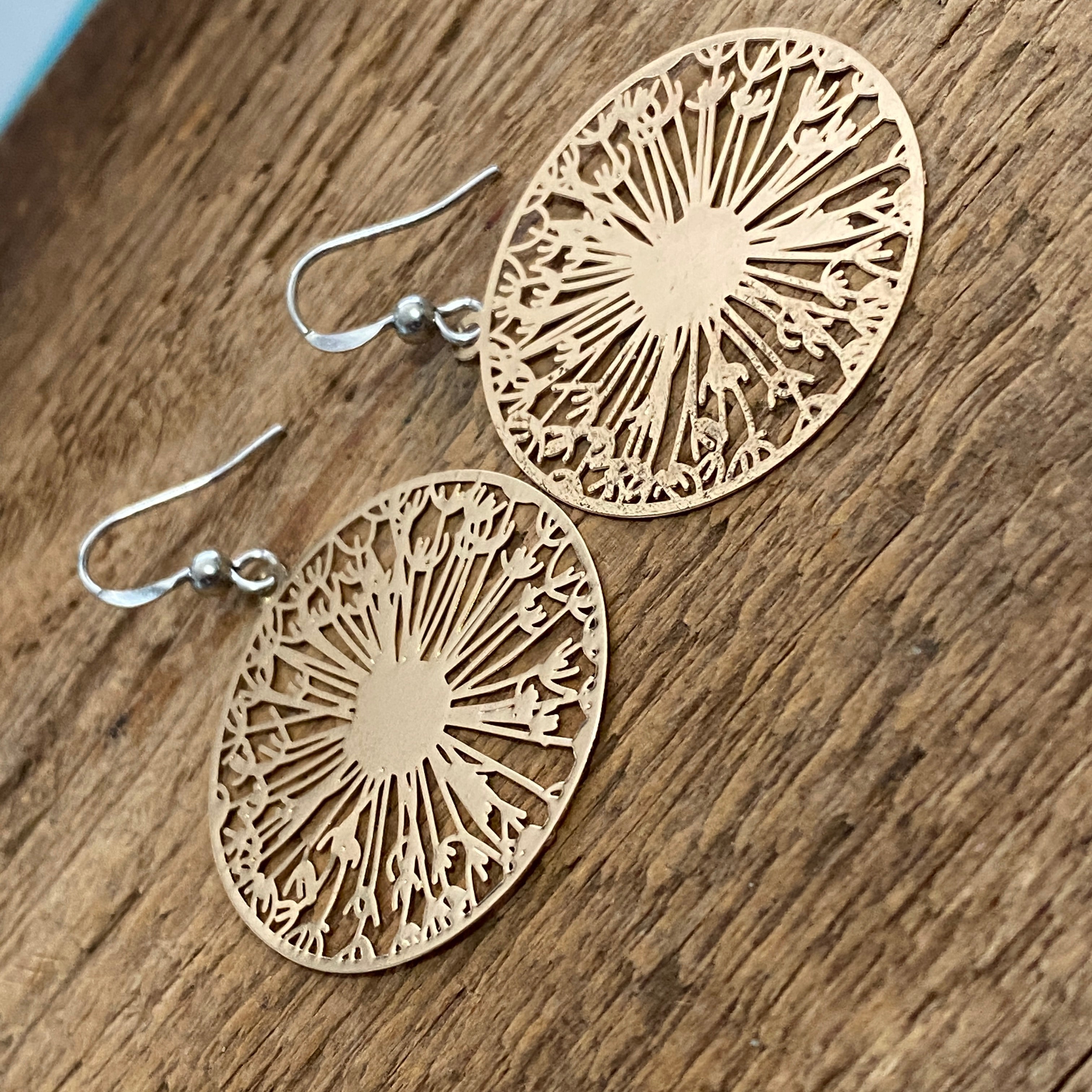 Lightweight dandelion wish filigree earrings