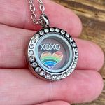 Glass Locket Rainbow Love Necklace