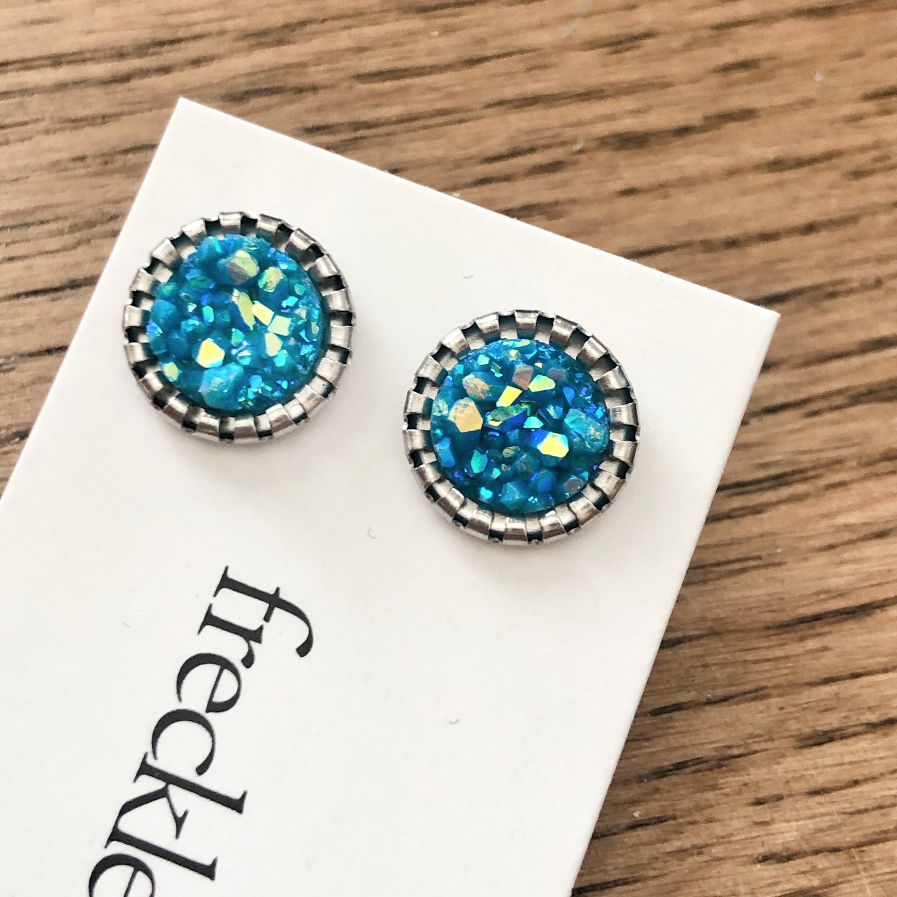 Druzy Stud Earrings - Spring colors 10mm