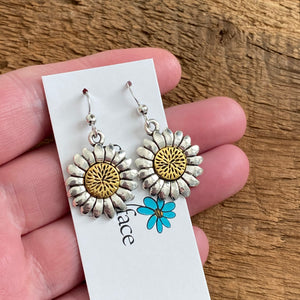 Sunflower Earrings with gold center