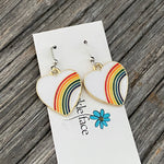 Rainbow Heart Enameled Hook Earrings