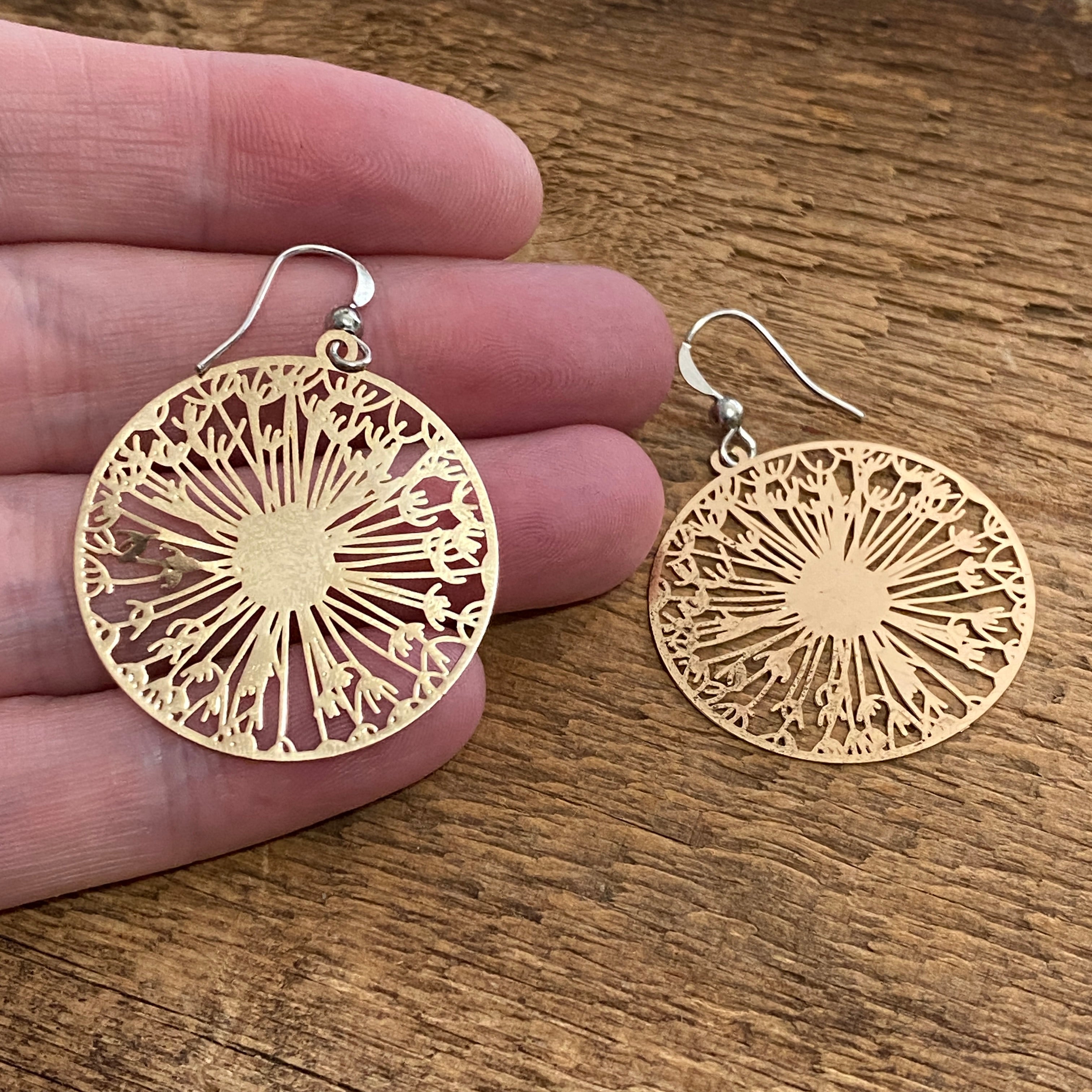 Lightweight dandelion wish filigree earrings
