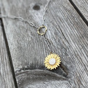 Sunflower Paperclip Necklace