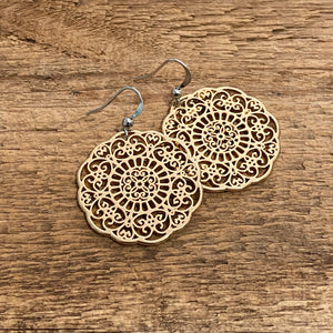 Filigree Medallion Earrings - gold and silver