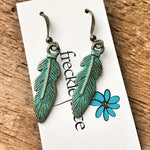 Small Feather Patina Earrings