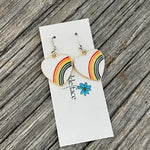 Rainbow Heart Enameled Hook Earrings